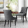 2Pcs Linen Dining Chairs High Back Dining Room Kitchen Wooden Legs Chairs