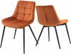 Sigtua 2pc Vintage Velvet Dining Chairs Solid Metal Leg Kitchen Soft Padded Seat