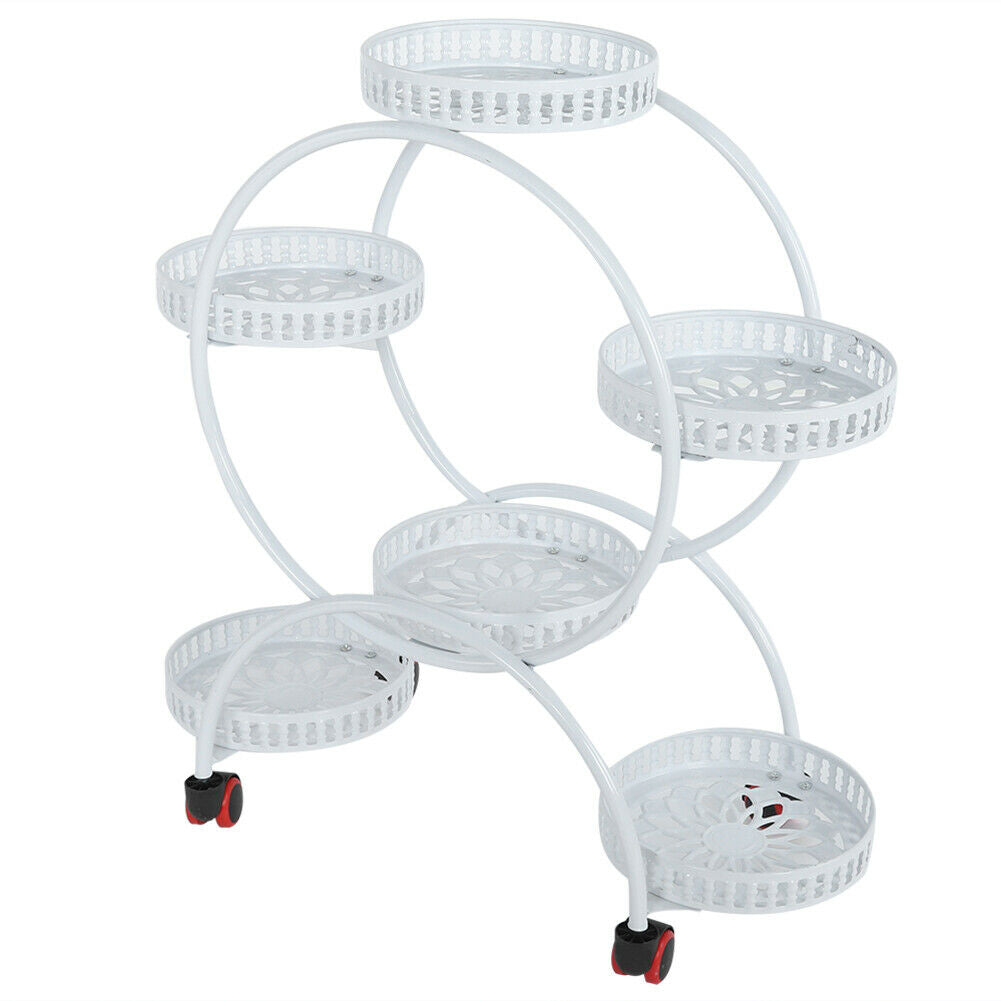 6 Holder Metal Flower Pot Plant Stand Rack Display Shelf Indoor Outdoor Garden