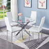 Modern Clear Glass Round Dining Table With Chrome Cross Legs Kitchen Furniture