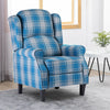 Wing Back Recliner Fireside Checked Fabric Reclining Armchair Sofa Living Room