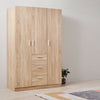 3 Door 3 Drawer Wardrobe Oak Triple Wardrobe Bedroom Furniture Hanging Rail UK