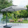 Garden Parasol Banana Cantilever Umbrella Crank Sun Shade Patio Outdoor W/ Base