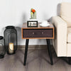 Industrial Wood Cabinet Bedside Table End Side Storage Nightstand Fabric Drawer