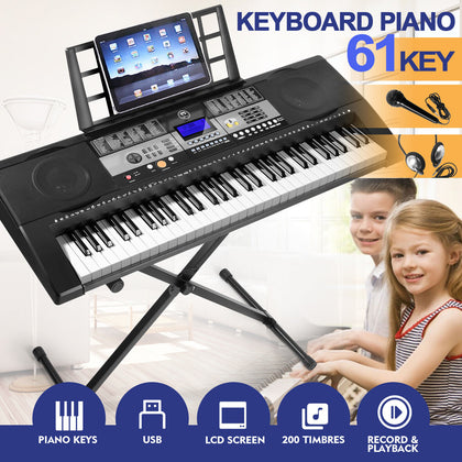 ♬61 Full Size Weighted Keys Electronic Keyboard Digital Piano LCD Screen Mustar