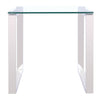 Square Glass Side Table Chrome Stainless Steel Modern Tempered Glass Living Room