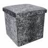 Crushed Velvet Bedroom Ottoman Foot Stool Cube Storage Box Seat Bin Bed Rest