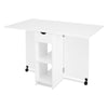 Mondeer Mobile Drop Leaf Folding Dining Table 1 Drawer 2 Storage Shelves White