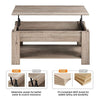 Wooden Coffee Table with Storage Lift Up Top and Shelf for Living Room, Gray