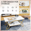 Modern Faux Marble Coffee Table 2-Tier Rectangular Accent Table Chic Cocktail