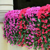 Artificial Fake Violet Orchid Flower Hanging Wall Rattan Basket Decor Outdoor ER