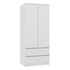 MODERN 2 Door Storage Wardrobe With Shelves And 2 Drawers - White