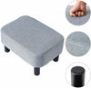 Rectangular Stool Linen Fabric Footstool Foot Rest Stool Pouffe Ottoman Seating