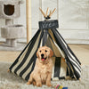 Foldable Stripe Pet Tent Canvas Cats Dogs Teepee House Puppy Kennel with Cushion