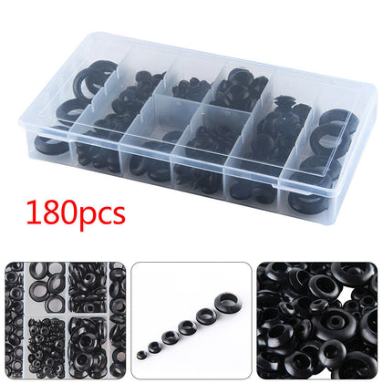 180pc Rubber Grommets Blanking Open Blind Grommet Set in Assorted Sizes UK