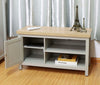 Grey Oak TV Stand Two Tone 1 Door Cabinet Television Unit Open Shelf Cable Tidy