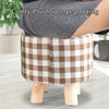 Luxury Padded Wooden Footstool Round Stool Wooden 4 Legs Living Room Bedroom UK