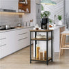 End Table Rustic Industrial End Telephone Table w/ 2-Tier Shelves for Any Rooms