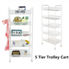 5 Tiers Metal Kitchen Trolley Cart Salon Beauty SPA Storage Shelf Rolling Wheels