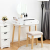 Vanity Makeup Dressing Table Wooden Cosmetic Table Stool Set W/Adjustable Mirror