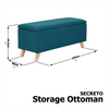 OTTOMAN STORAGE UNIT BLANKET BOX HOPSACK FABRIC BENCH STOOL TEAL