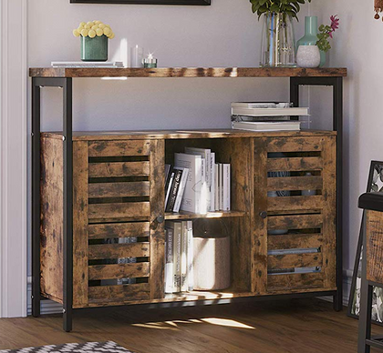 Vintage Industrial Sideboard Rustic Side Cabinet Large Storage Unit Metal Shelf