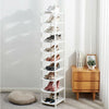 10 Tier Plastic Corner Shoe Rack Storage Shelf Holder Stand Organiser Unit White