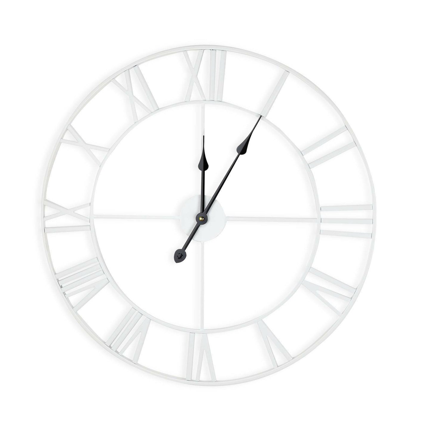60CM EXTRA LARGE WHITE ROMAN NUMERALS SKELETON IRON WALL CLOCK BIG GIANT ROUND