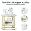 Thick Round Marble Coffee Table w/ Storage Living Rooms Bedrooms Entryway Decor