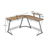 Office Round Corner Desk L-Shaped Wood Top Table PC Gaming Computer Workstation