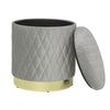 Ottoman Round Footstool With Lift of Lid Storage Lounge Padded Footstool Velvet