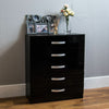 5 Drawer Chest Wood High Gloss Bedroom Furniture Storage Unit Black