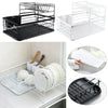 1/2 Tires Dish Drainer Drip Tray Cutlery Draining Holder Plate Rack Kitchen Sink