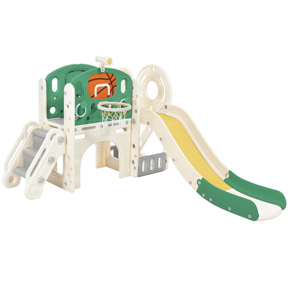 7 in 1 Large Kids Children Slide Toddler Climber Slide Set with Basketball Hoop