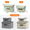 Large & Small Foldable Canvas Storage Folding Box Fabric Clothes Basket with Lid