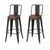 Rustic Industrial Bar Stool Wooden Seat Shabby Vintage Chic Kitchen Chairs Black