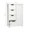Mondeer White Bathroom Storage Cabinet with 4 Drawer 1 Door Adjustable Partition