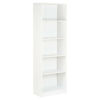 5 Tier White Wooden Freestanding Bookcase/Books