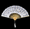 White LACE FAN Folding Hand Held Dance Party Wedding Event Flower Fancy Dress UK