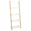 White & Bamboo 4 Tier Modern Ladder Wall Shelf/Bookcase Display Rack #261