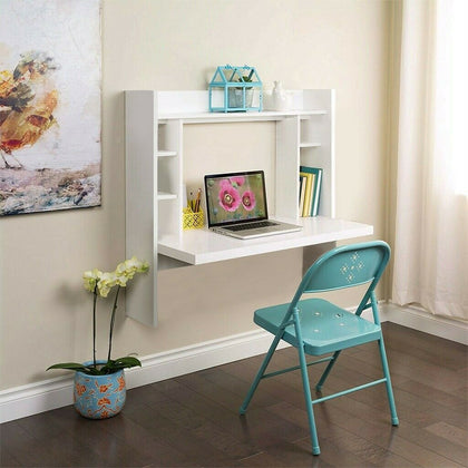 Floating Wall Mounted Desk Home Office Computer Table w/Storage Shelves New