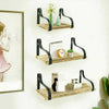 Set of 3 Corner Wall Shelves Industrial Style Metal Wood Shelving Shelf Storage