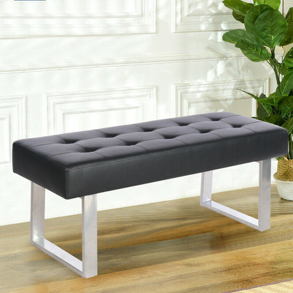 Faux Leather Long Window Seat Dining Bench Footstool Button Pouffe Hallway Stool