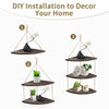 3 Tier Wood Floating Corner Shelf Rustic Wall Hanging Display Storage Rack