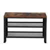3 Tier Industrial Iron Shoe Rack Bench Wooden Organiser Stand Storage Shelf Seat