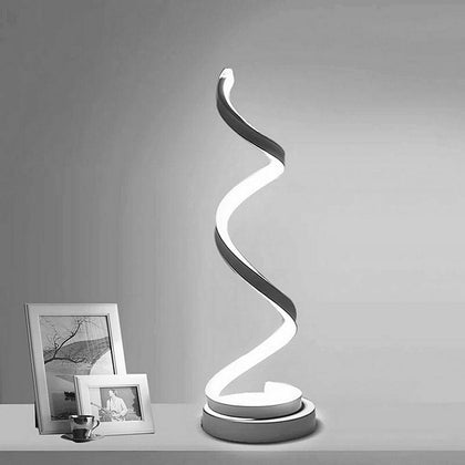 Modern LED Bedside Spiral Table Lamps Creative Design Curved Dimmable Cool White