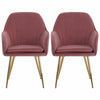 2 Velvet Leisure Dining Chairs Padded Bucket Seat Tub Armchair w/Gold Metal Legs