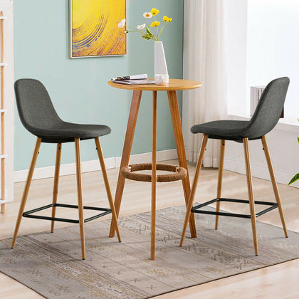 2X Fabric Bar Stools Breakfast Chairs Gery Pub Counter Kitchen Metal Legs