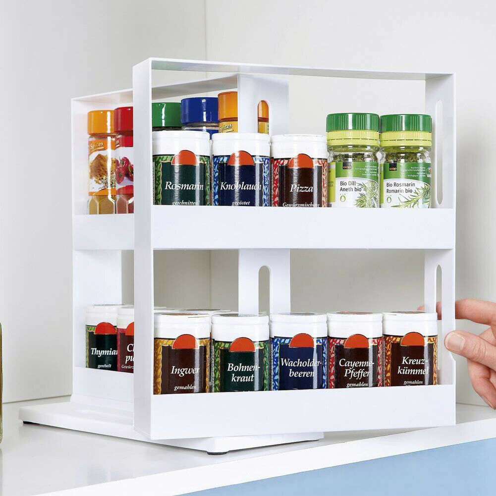 Rotating Spice Herb Jar Holder Rack Kitchen Corner Storage Organizer Multi-Use