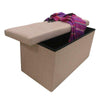 Large Ottoman Foldable Storage Box Linen Suede Foot Stool Seat Furniture Beige